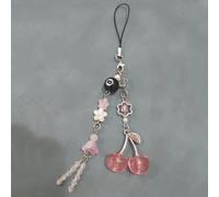 1 pièce Lanière de téléphone inspirée du Y2K avec charms cerise rouge et note de musique, pendentif décoratif en forme de cerise sucrée avec nœud papillon pour dragonne de téléphone portable et access