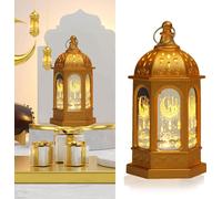 1 pièce Lanterne Décoration Ramadan Aïd Moubarak Décoration Bougie Led Lanterne Musulmane Islam Marocain Lampe suspendue Fête Décoration de table