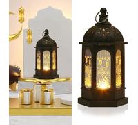 1 pièce Lanterne Décoration Ramadan Aïd Moubarak Décoration Bougie Led Lanterne Musulmane Islam Marocain Lampe suspendue Fête Décoration de table