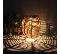 1 pièce Lanterne en rotin faite main avec ampoule vintage à énergie solaire, lumière d'ambiance de table pour la décoration de jardin, terrasse, pelouse, villa, camping Lanterne solaire en rotin à une