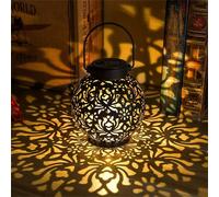 1 pièce Lanterne solaire en métal avec fleur de pivoine, design ajouré, lampe suspendue étanche pour extérieur pour jardin, patio, décoration de paysage et éclairage d'ambiance Taille UniqueFer