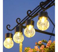 1 pièce Lanterne suspendue solaire en verre craquelé, éclairage décoratif étanche pour jardin, parc, cour, proposition, camping, ambiance de fête 1 lampe solaire craquelée.Polychlorures de vinyle