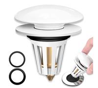 1 Pièce Lavabo Filtre évier, Bouchon de Drainage Universel, Évier de Filtre Pop-up, Bouchon de vidange en céramique, Bonde de Lavabo, Convient pour Salle de Bain et évier de Cuisine (33-40mm Blanc).