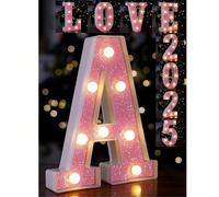 1 pièce Lettre lumineuse à LED rose brillante, lumière de nuit à piles avec alphabet anglais et numéros, lueur chaude, idéale pour la proposition, la décoration de mariage, cadeau de Noël, chambre de 