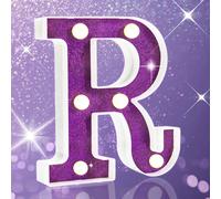 1 pièce Lettre lumineuse de 6,3 pouces avec paillettes violettes scintillantes, beau cadeau de Noël, décoration de bureau. Lampe à lettre violette vibrante avec paillettes, cadre blanc illuminé. Lettr