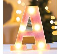 1 pièce Lettre lumineuse rose de 16 cm/6,3 pouces qui illumine votre pièce, lampe à lettre à LED alimentée par batterie, enseigne lumineuse, convient à la décoration de la chambre des enfants, mariage