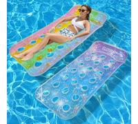 1 pièce Lit flottant à trou gonflable, matériau PVC Tapis flottant dégradé à paillettes creuses, dispositif flottant gonflable d'été pour la plage, chaise de détente aquatique, flotteur de piscine, ac
