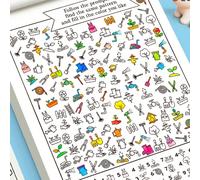 1 pièce Livre d'activités coloré, contenant plus de 1000 graphiques et 32 pages, incluant des exercices de concentration et d'attention, élément essentiel pour la rentrée scolaire cahier de calligraph