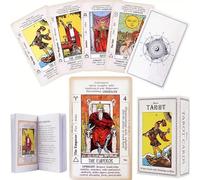 1 pièce Livret de cartes de tarot de haute qualité pour débutants avec significations, mots-clés et symboles du zodiaque, 7,2 x 12 cm / 4,7 x 2,8 pouces, jeu de fête, cadeau d'Halloween, cadeau de Noë