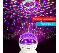 1 pièce Lumière sans fil à LED 7 couleurs, lampe de projection rotative colorée de KTV, boule de cristal rechargeable, haut-parleur extérieur, lumière de scène de Noël, boule disco, lumières de fête à
