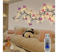 1 pièce, Lumières papillon avec alimentation USB, 8 modes, 30 LED, guirlande lumineuse papillon - Décoration de maison, design arbre romantique, éclairage de conte de fées, pour décoration d'intérieur
