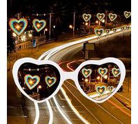 1 pièce Lunettes à effet de diffraction de cœur, contrastes de couleurs. Lunettes de nouveauté pour les anniversaires, les cadeaux de fête, la décoration des festivals de musique rouge,Blanc,noirPolyc