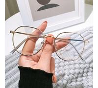 1 pièce Lunettes décoratives en verre uni avec cadre métallique ovale, style de rue rétro pour hommes et femmes Blocs de couleurAlliage de cuivre