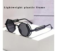 1 pièce Lunettes mode style punk en plastique creux avec cadre rond, lunettes décoratives rétro non-conformistes pour l'Halloween, le style de rue et convenant aux pulls, vestes, sweats à capuche, pan