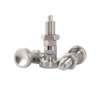 1 pièce M12 Goujon d'indexation à ressort télescopique de type réinitialisation/auto-verrouillage en acier inoxydable, piston à bouton, longueur de la tête du piston 6mm