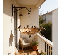 1 pièce Mangeoire et bain pour oiseaux suspendu en forme de parapluie, design parapluie, convient pour le jardin extérieur, la terrasse et la cour arrière, peut nourrir et attirer les oiseaux sauvages