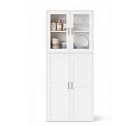 1 Pièce Meuble Rangement Cuisine Placard à Balais, Meuble Multifonctionnel Armoire Haute étagère avec Portes et Tablette Réglable pour Salle de Bain/Cuisine/Salon/Couloir/Bureau/Blanc/65×30×165CM