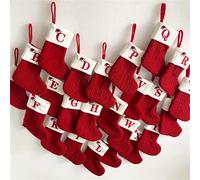 1 pièce Mini bas de Noël tricoté avec lettre, petit bas de Noël avec lettre anglaise à suspendre, bas de cheminée à suspendre double face, convient pour la décoration de fête de Noël, cadeau de fête d