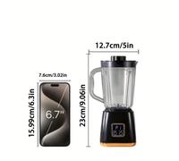 1 pièce Mini mélangeur rechargeable USB de 750 ml avec affichage numérique, batterie au lithium longue durée, fonctionnement à simple pression, convient pour broyer la glace, les milkshakes et les jus