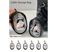 1 pièce Mini sac de rangement à fermeture éclair transparent portable, petit sac organisateur multifonction, support pour écouteurs et chargeur avec porte-clés, accessoire de voyage transparent, délic