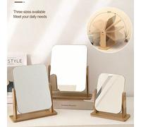 1 pièce Miroir de bureau en bois rotatif à 360°, avec différentes tailles et spécifications au choix. Miroir en verre HD exquis et simple, miroir argenté qui ne se déforme pas et peut tourner. Miroir 
