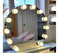 1 pièce Miroir de maquillage avec 4/6/8/10/12/14 ampoules LED, lumière de miroir de vanité à 3 couleurs alimentée par USB, réglable, convient pour la maison et les chambres à coucher 6 lumières,10 lum