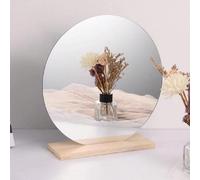 1 pièce Miroir de maquillage en acrylique rond, miroir de coiffeuse de décoration avec support pour dortoir d'étudiant, chambre à coucher. Meilleurs cadeaux Taille Unique,Vague + Base,Chat + base,Vert