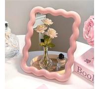 1 pièce Miroir de maquillage mignon, design vague crème, de bureau/mural, dortoir d'étudiant, miroir de coiffeuse, petit miroir de bureau, maquillage, pas cher, décoration de chambre, coiffeuse, voyag