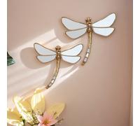 1 pièce Miroir en résine avec queue courbée dorée en forme de libellule, décoration murale pour la maison, ornement suspendu pour collectionneurs d'insectes, décoration suspendue créative de musée d'i