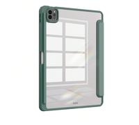 1 pièce Miroir Étui en silicone pliable à trois volets vert foncé, support fin antichoc antipoussière, porte-stylo, étui antichute compatible avec Apple iPad Mini 4/5/6, 9,7/10,2/10,5 pouces, Air 4/5/