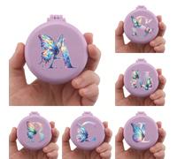 1 pièce Miroir pliant exclusif violet avec motif de 26 papillons et peigne tout-en-un, convient comme cadeau pour les amis, les camarades de classe, la famille, pratique pour les voyages, petit cadeau