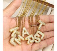 1 pièce Mode et populaire Cristal 26 lettres initiales A-Z Pendentif Collier avec zirconium en cuivre pour garçons filles Punk Collier avec nom en alphabet Bijou hip-hop en acier inoxydable A,B,C,D,E,