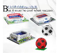 1 pièce Modèle célèbre de stade de football - Barcelone Nou Camp, Real Madrid, Paris Saint-Germain, Old Trafford, San Siro, Signal Iduna Park, blocs de construction créatifs DIY, collection pour fans