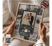 1 pièce Modèle d'affiche musicale pour la célébration d'anniversaire de mariage. Affiche personnalisable, collage photo de notre chanson comme cadeau de célébration, décoration de chambre, art mural p