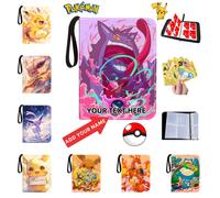 1 pièce Modèle de couverture d'album de cartes Pokémon personnalisé, albums de cartes TCG modifiables, classeurs de cartes à 4 poches, livres de cartes à échanger à double face de 50, albums de cartes
