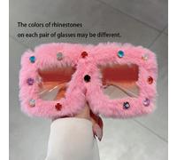1 pièce Monture de lunettes décorative surdimensionnée et veloutée, style pour les femmes. Basiques pour Halloween, tenues d'automne/hiver, tenues casual chic, cadeaux Y2K pour l'été, la plage, les va
