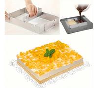 1 pièce Moule à gâteau en acier inoxydable flexible et extensible de 28 cm - 53 cm, rectangulaire, convient pour les gâteaux d'anniversaire, tiramisus, pains, pâtisseries - outil de cuisson H=5CMAcier
