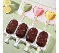 1 pièce Moule à glace en silicone 50 pièces/set avec bâtonnets, crème glacée faite maison DIY, sucette glacée, moule à gâteau en chocolat en silicone Lot de 8 moules à glace + 50 bâtonnets de glace,Gr