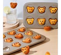 1 pièce Moule à pâtisserie Teddy Madeline antiadhésif, couleur dorée, 4/6/9/12 cavités, accessoires pour boissons japonaises, fournitures de cuisine, moule à gâteau 3D en forme d'ours, moule à pâtisse