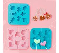 1 pièce Moule à sucette, moule à glace, moule en silicone 3D, moule à cake pop, moule à glace, ustensiles de cuisine, 4 couleurs, 9 modèles au choix, contient des motifs de Noël, Halloween, Saint-Vale