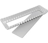 1 pièce Moule à tarte rectangulaire 10 pouces avec revêtement anti-adhésif et conduction optimale de la chaleur, moule à quiche avec fond élévateur à bord ondulé