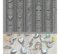 1 pièce Moule d'art des ongles en silicone rétro, style musical Y2K, punk doux de rue, jouet de la cour de récréation de David, moule de décoration d'art des ongles 3D graphiqueSilicone