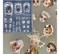 1 pièce Moule d'art pour les ongles en silicone, tête de poupée, oreille d'elfe modèle 3D, accessoire d'art pour les ongles DIY, moule à ongles transparent délicat Silicone