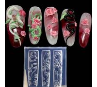 1 pièce Moule en acrylique 3D en forme de serpent Rose du Nouvel An, gabarit de nail art en silicone DIY, fournitures de nail art, outils de nail art, rentrée scolaire, nail art, outils pour ongles, c