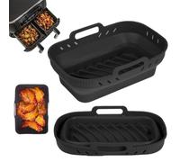 1 Pièce Moule Silicone Air Fryer, Panier Moule pour Friteuse à Air Chaud Réutilisable Airfryer Pot Plat Carré Pliable Doublure Liner pour Friteuse Air, Micro-ondes