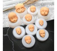 1 Pièce Moules En Silicone 3d Pour Visage De Bébé, Moule Facial Q Version, Accessoires De Modification De Poupée Diy, Outils De Décoration De Gâteaux En Argile Sculpey Faits À La Main 1#,2#,3#,4#,5#,6