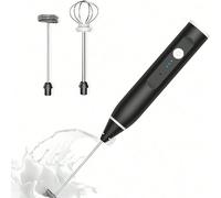 1 pièce Mousseur à mousse rechargeable par USB, fouet à lait électrique portatif, capacité de batterie 600 mAh, 2 fouets en acier inoxydable remplaçables, 3 réglages de vitesse, convient pour le café,
