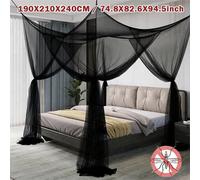 1 pièce Moustiquaire à 4 coins pour lit Queen/King, en tissu de polyester, disponible en cinq couleurs noir,Blanc,multicolore,Violet,rosePolyester