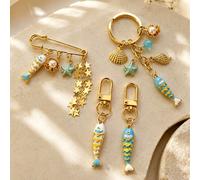1 pièce/Multi-pièces Porte-clés pendentif femme série océan poisson coquillage étoile de mer style océan d'été breloque de sac 2 pièces,broche,porte-clés,poisson blanc,Poisson bleuAlliage de zinc