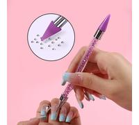 1 pièce Nail Art À Strass Cire Stylo Avec Auto-Adhésif & Double Têtes Pour Fabrication De Bijoux DIY , Violet Stylo Pointillé Outil Nail Art Pois Peinture Manucure ABS